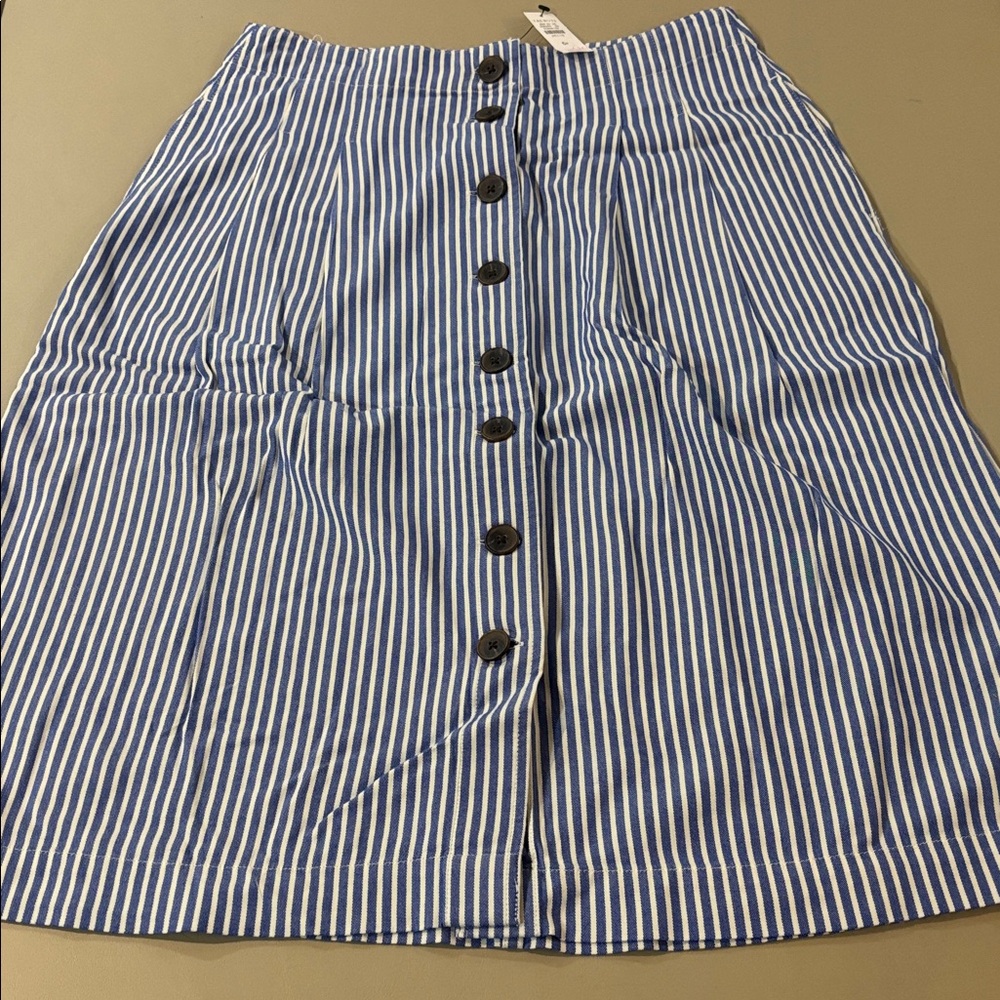 Talbots Blue and White Striped Button-Front Skirt NWT Size 6P